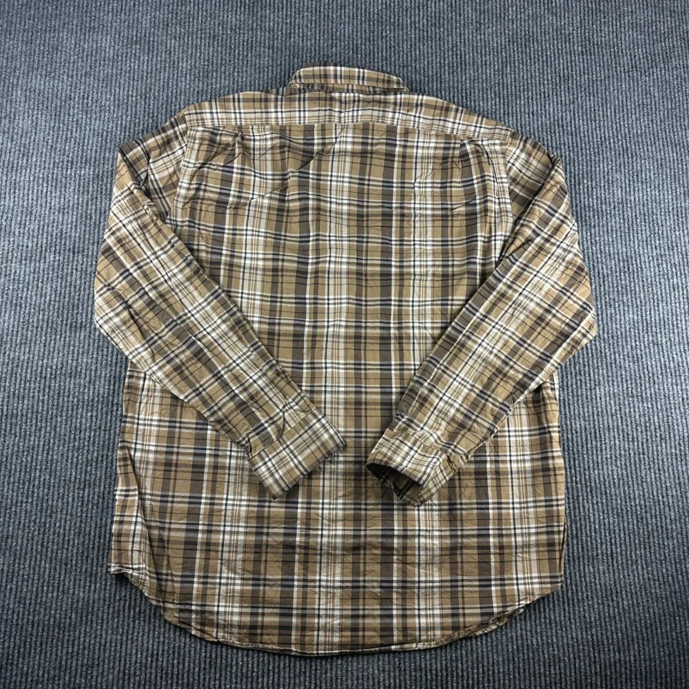Polo Ralph Lauren Mens XXL Classic Fit Plaid‎ Button Down Shirt Brown Tan 2399